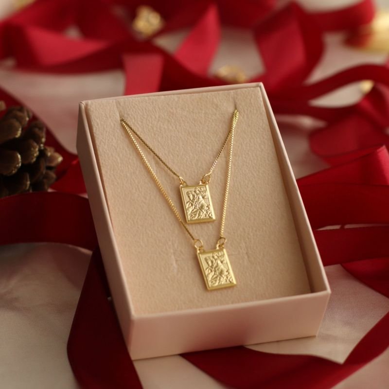 ESCAPULARIO SÃO JORGE BANHADO A OURO 18K