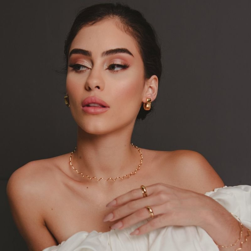 CHOKER ZIG ZAG BANHADO A OURO 18K