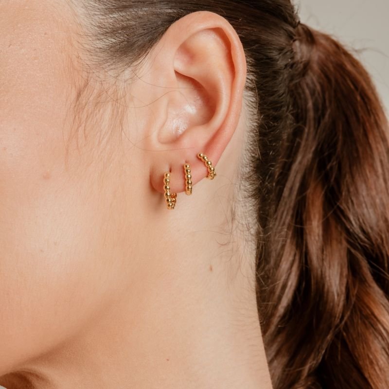 KIT ARGOLA ONDAS P, M ,G DOURADO FOLHEADO