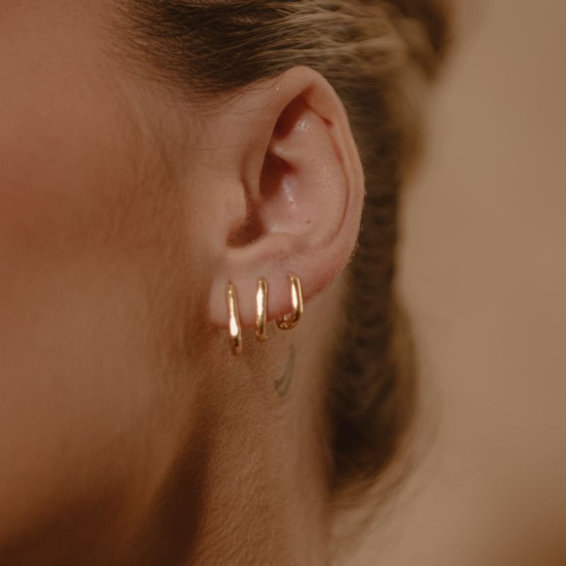 KIT ARGOLA RETANGULAR FINA P, M E G DOURADO FOLHEADO