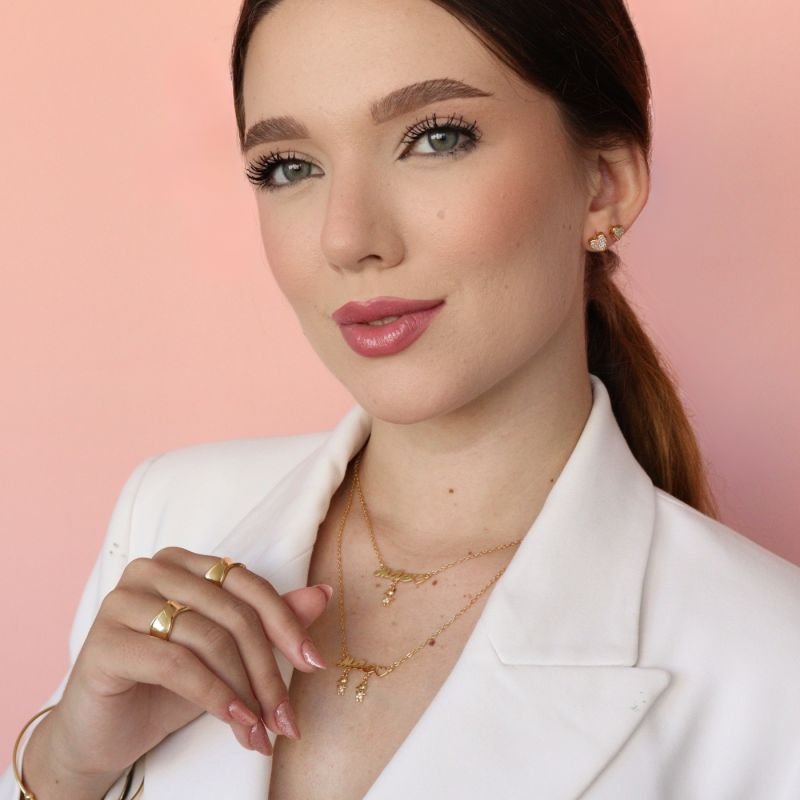 KIT BRINCO AURORA 3 CORAÇÃO ZIRCÔNIA P,M,G DOURADO FOLHEADO