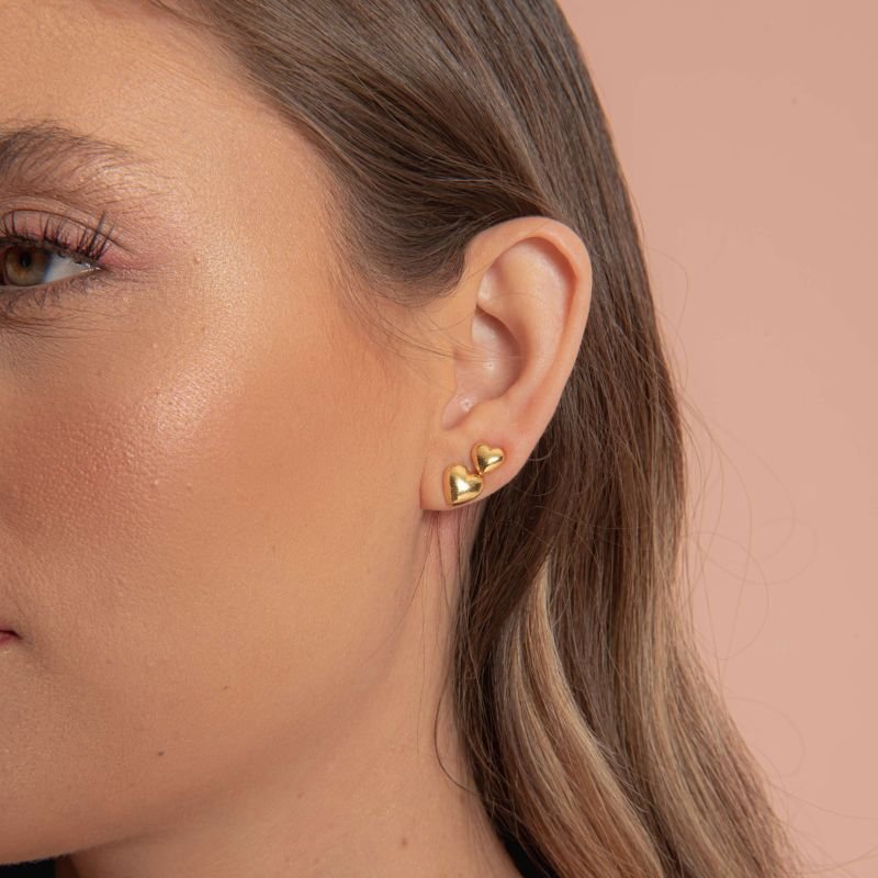 KIT BRINCO CORAÇÃO NINA P, M, G BANHADO A OURO 18K