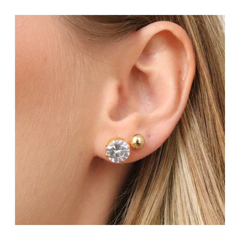 KIT BRINCO DUO ESFERA E PONTO DE LUZ BANHADO A OURO 18K