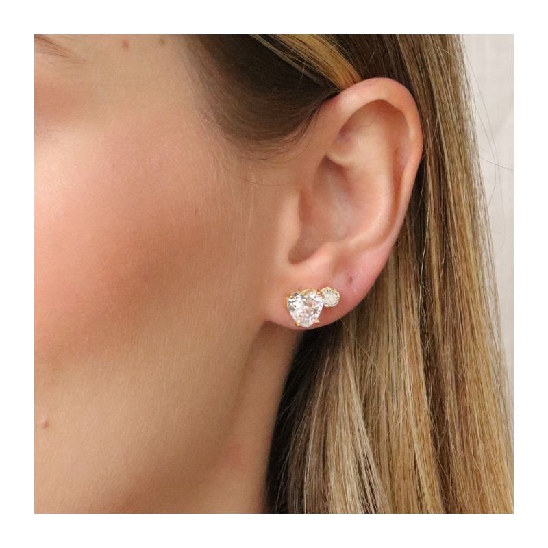 KIT BRINCO DUO LOVE CRISTAL BANHADO A OURO 18K