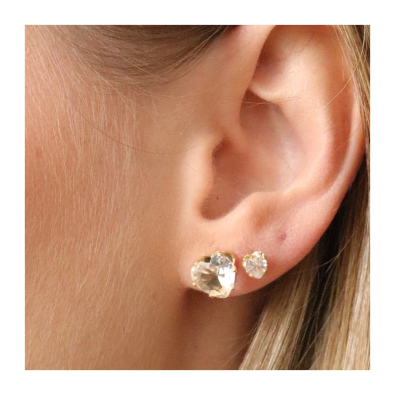 KIT BRINCO DUPLO CORAÇÃO BANHADO A OURO 18K