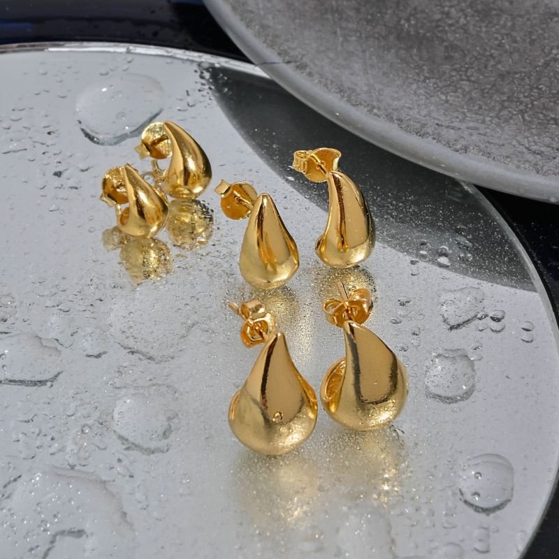 KIT BRINCO GOTA LISO PP, P, M CELINE BANHADO A OURO 18K