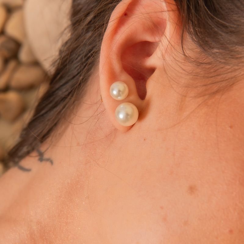 KIT BRINCO PÉROLA 8 E 10 MM BANHADO A OURO 18K