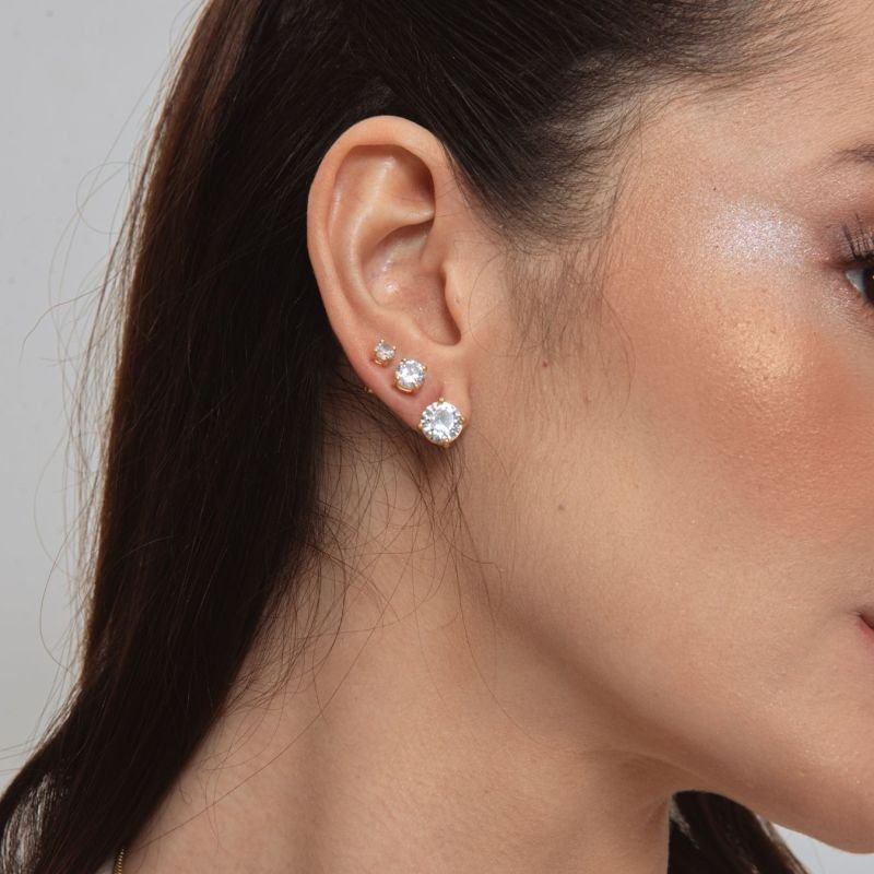 KIT BRINCO PONTO DE LUZ 4MM, 6MM E 8MM BANHADO A OURO 18K