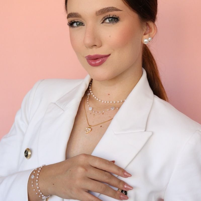 KIT DOIS PARES DE BRINCO MEIA PEROLA 8,12 MM DOURADO FOLHEADO