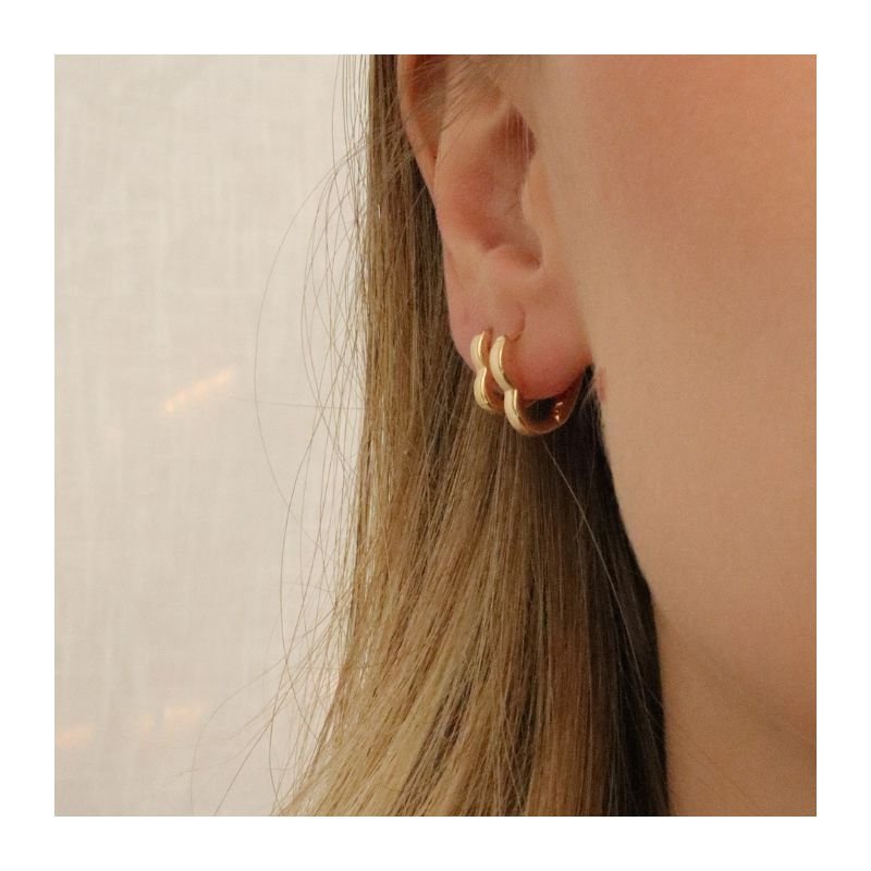 KIT DUO DE ARGOLAS CORAÇÃO FINO BANHADO A OURO 18K