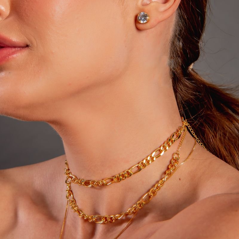 KIT TRIO BRINCO ZIRCONIA 6, 7, 8MM BANHADO A OURO 18K