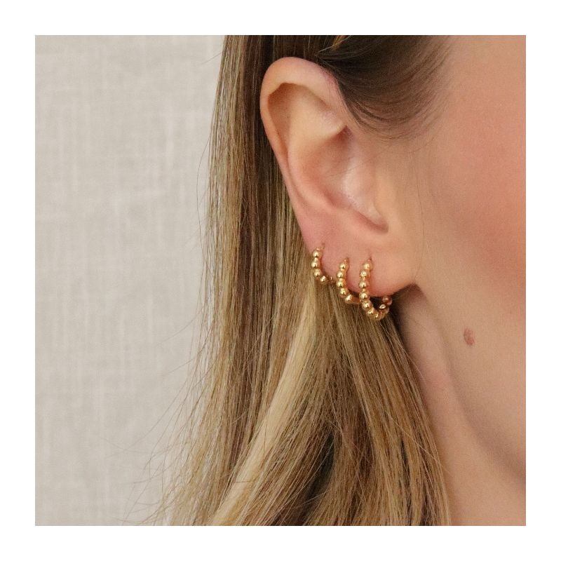 KIT TRIO DE ARGOLAS BOLINHA BANHADO A OURO 18K