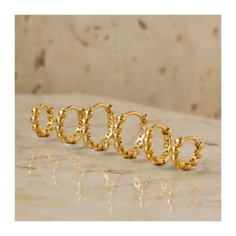 KIT TRIO DE ARGOLAS BOLINHA BANHADO A OURO 18K