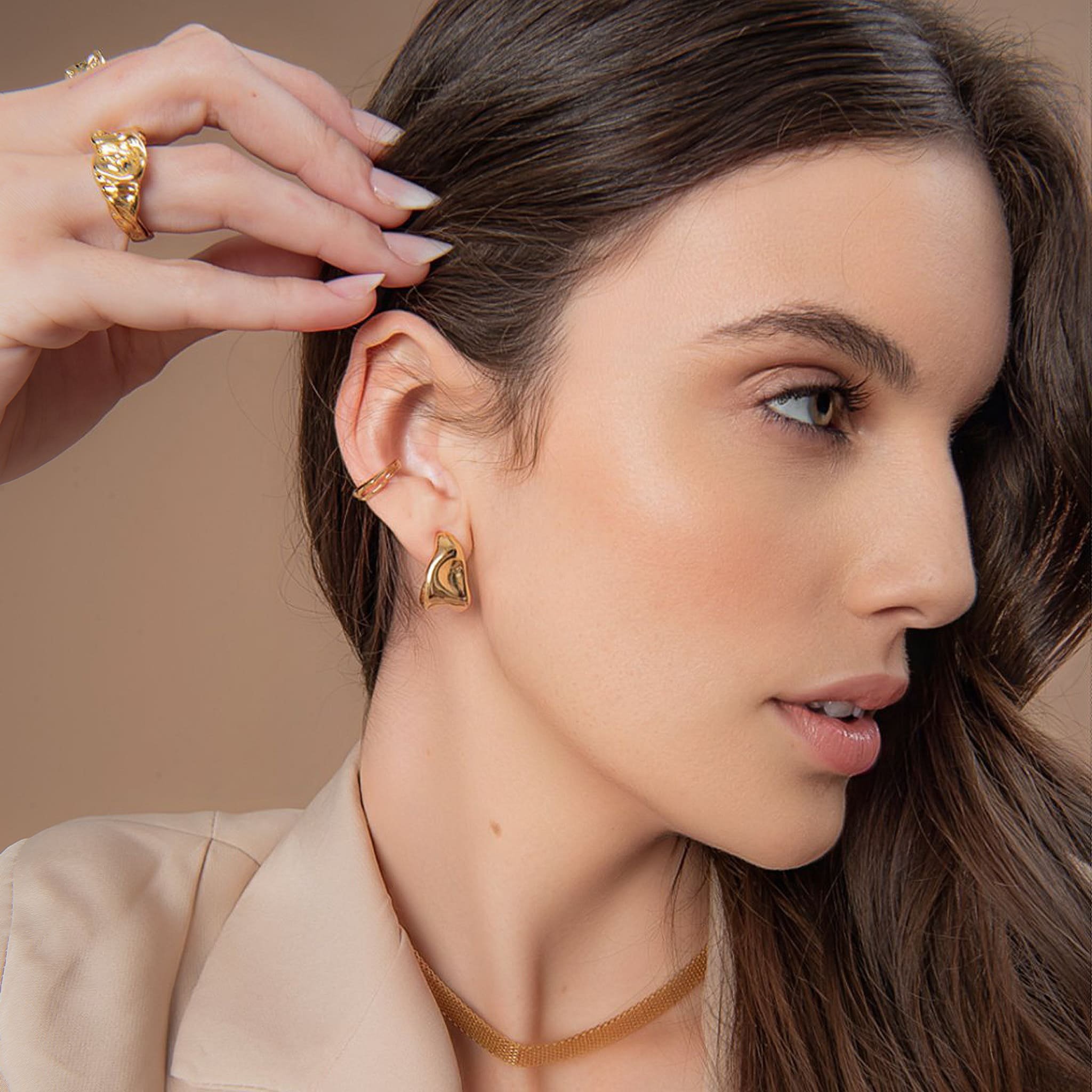 PIERCING DUPLO ORGANIC BANHADO A OURO 18K