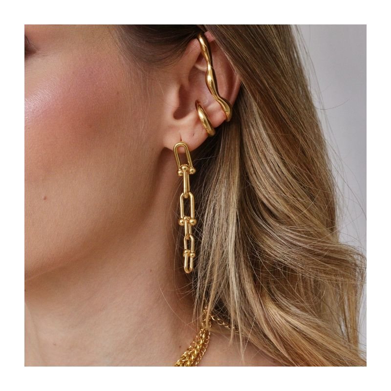 PIERCING ABSTRATO BANHADO A OURO 18K