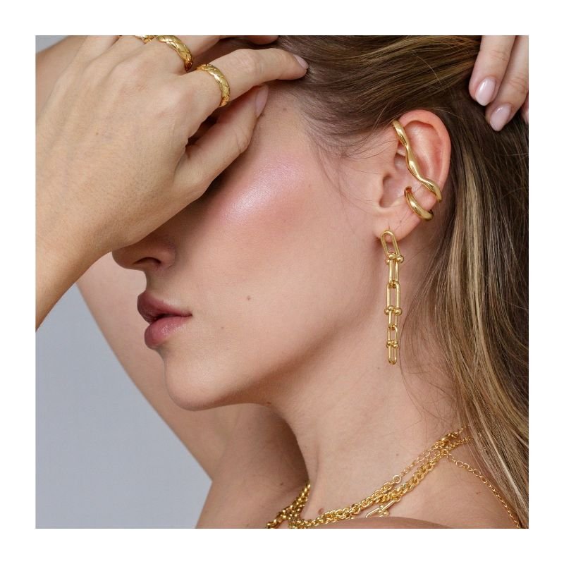 PIERCING ABSTRATO BANHADO A OURO 18K