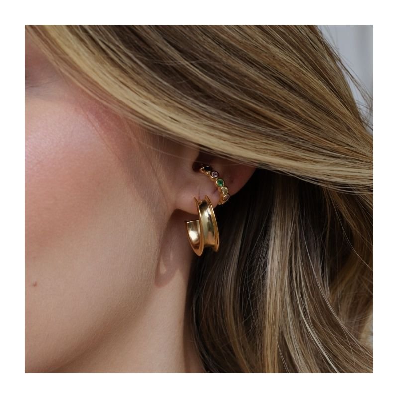 PIERCING FILEIRA DE ZIRCONIAS COLORIDAS BANHADO A OURO 18K