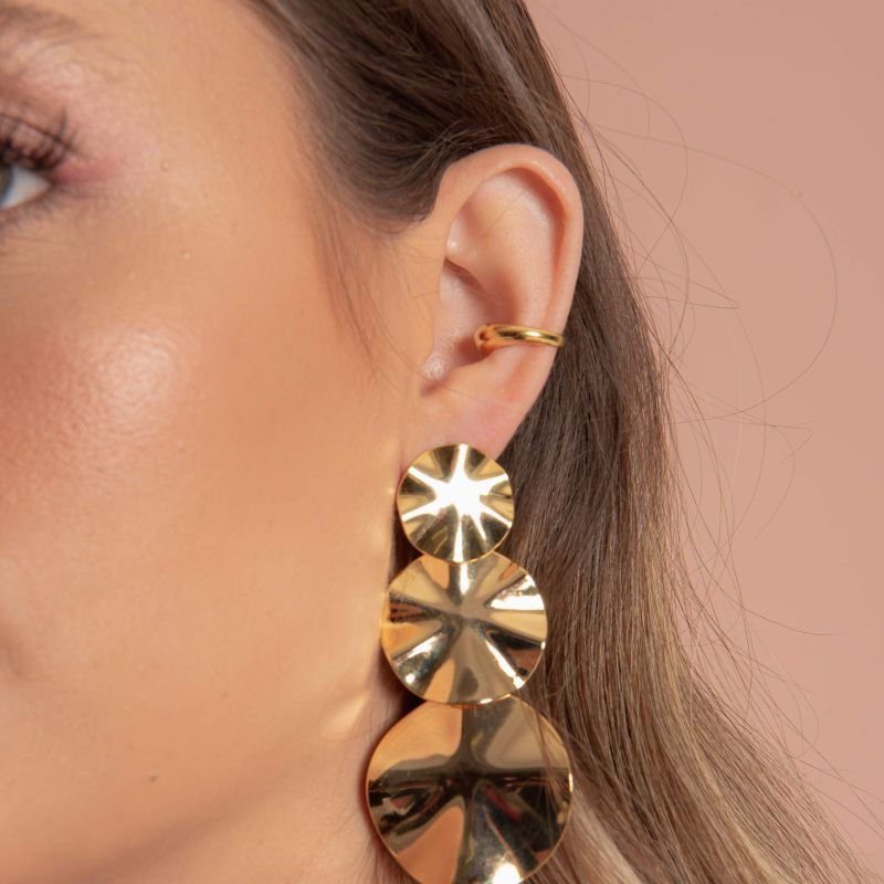 PIERCING GOTA LISA UM LADO BANHADO A OURO 18K