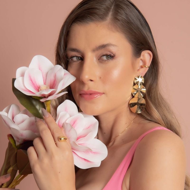 PIERCING GOTA LISA UM LADO BANHADO A OURO 18K