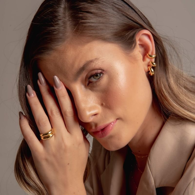 PIERCING ABAULADO P DOURADO FOLHEADO