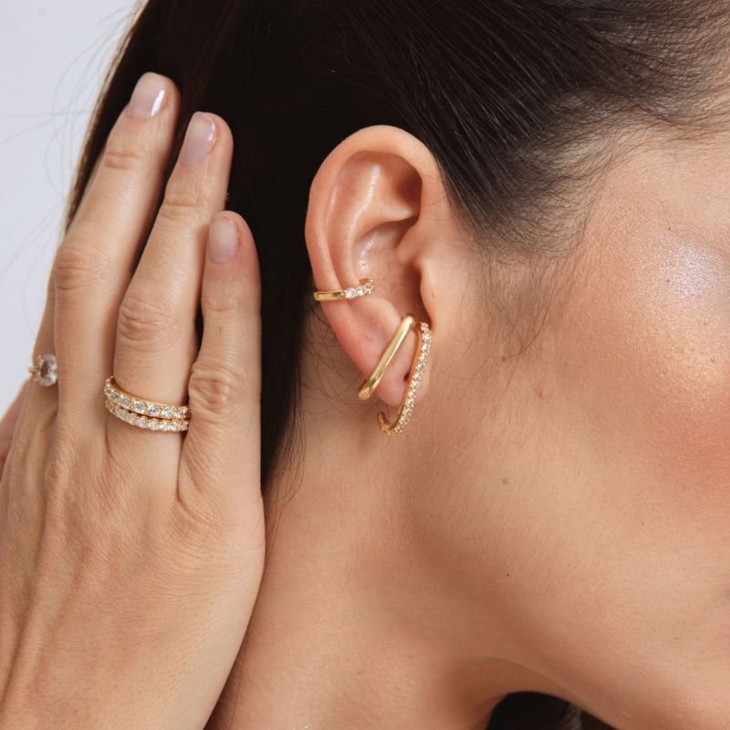 PIERCING RIVIERA ZIRCÔNIA BANHADO A OURO 18K