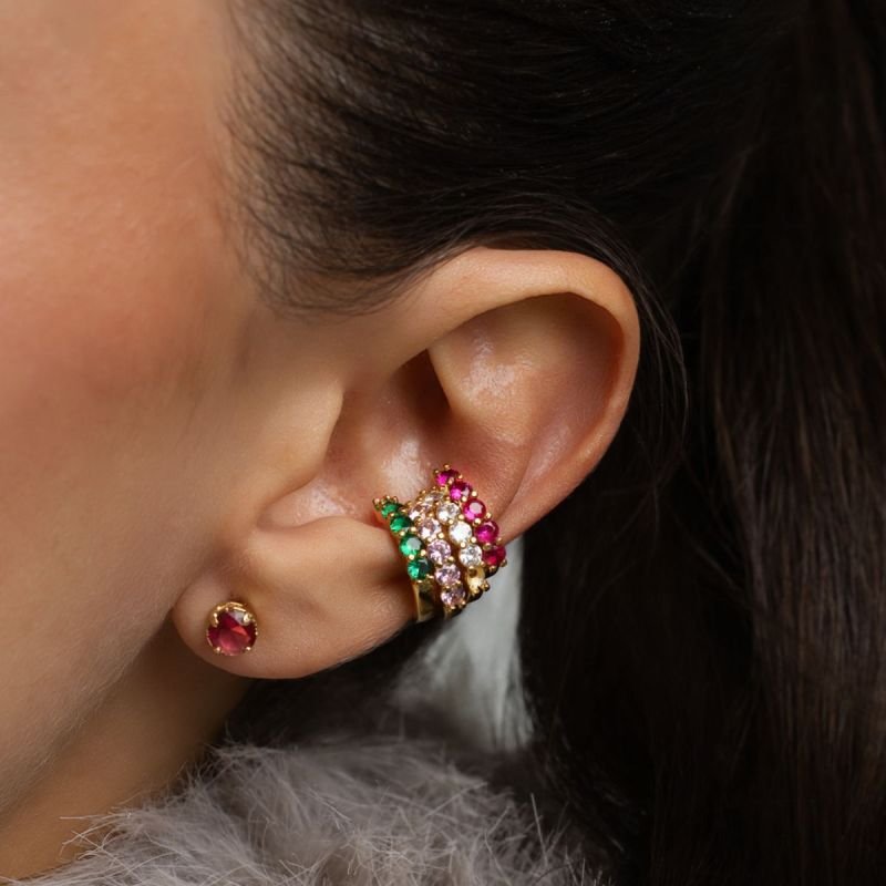 PIERCING RIVIERA ZIRCONIA BANHADO A OURO 18K
