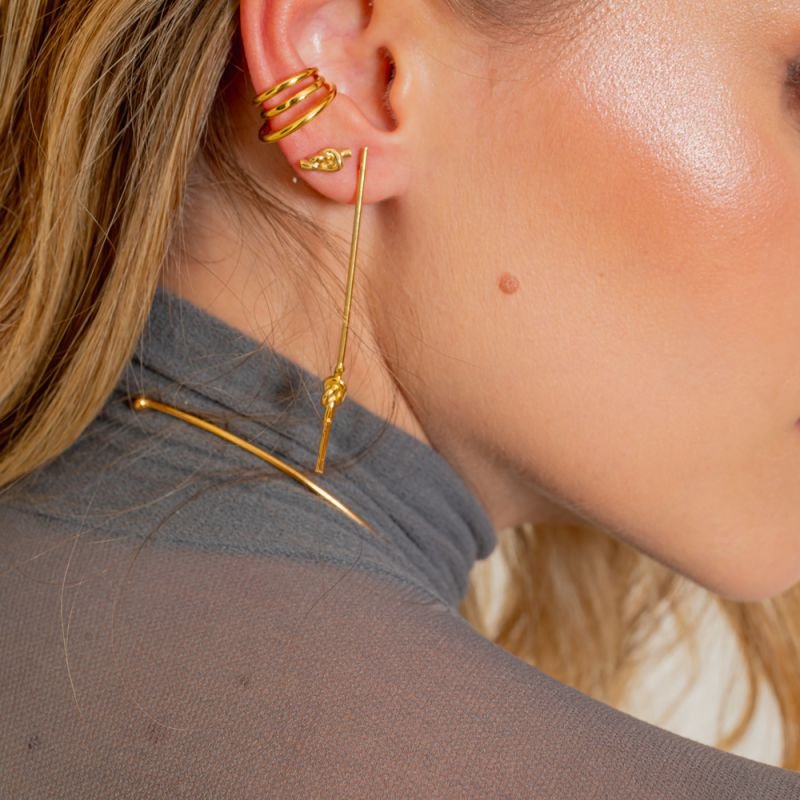 PIERCING TRÊS FIOS LISO BANHADO A OURO 18K