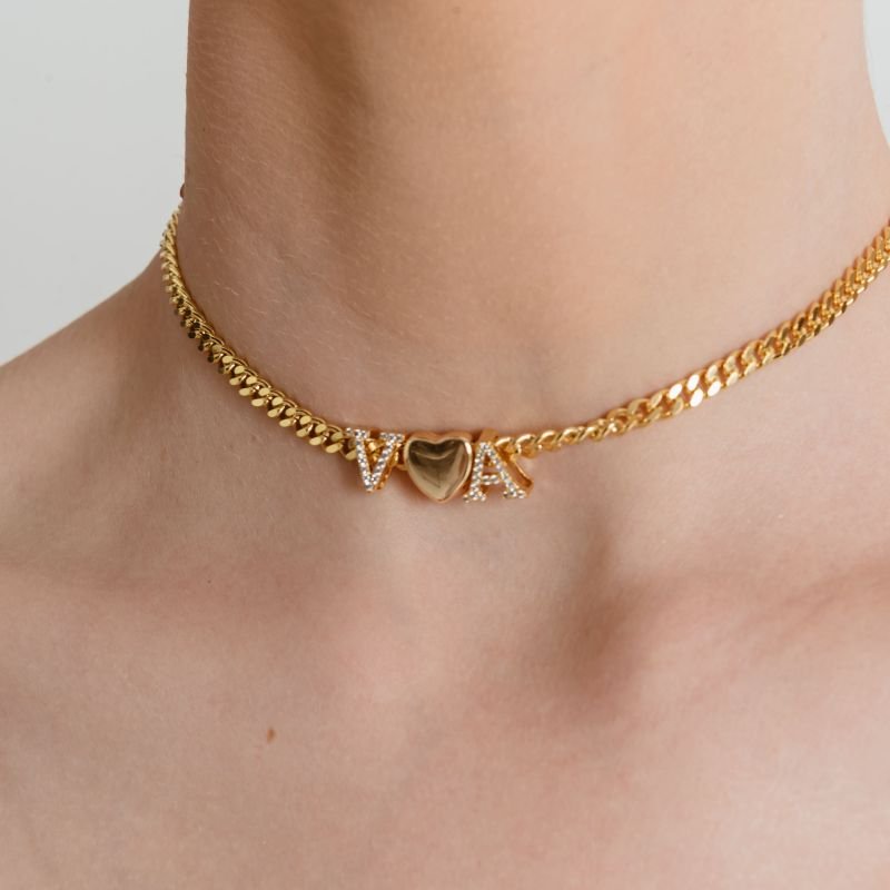 PINGENTE LETRAS ZIRCÔNIA PASSADOR BANHADO A OURO 18K