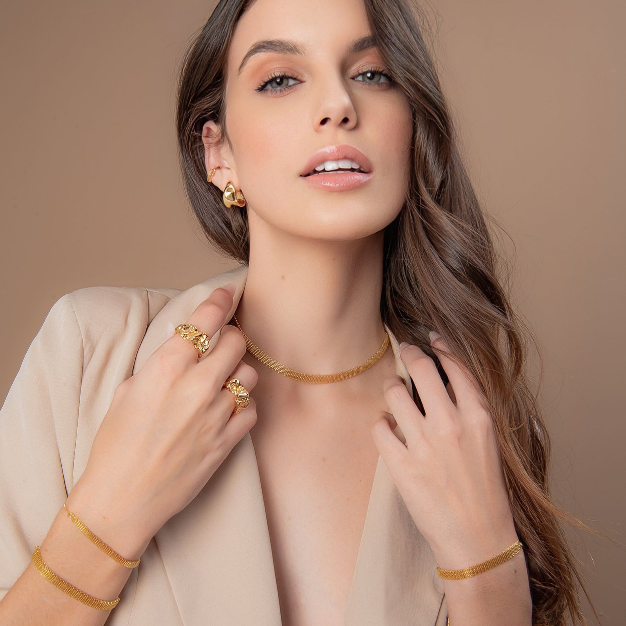 PULSEIRA GRAVATA ESTEIRA 4MM DOURADO FOLHEADO