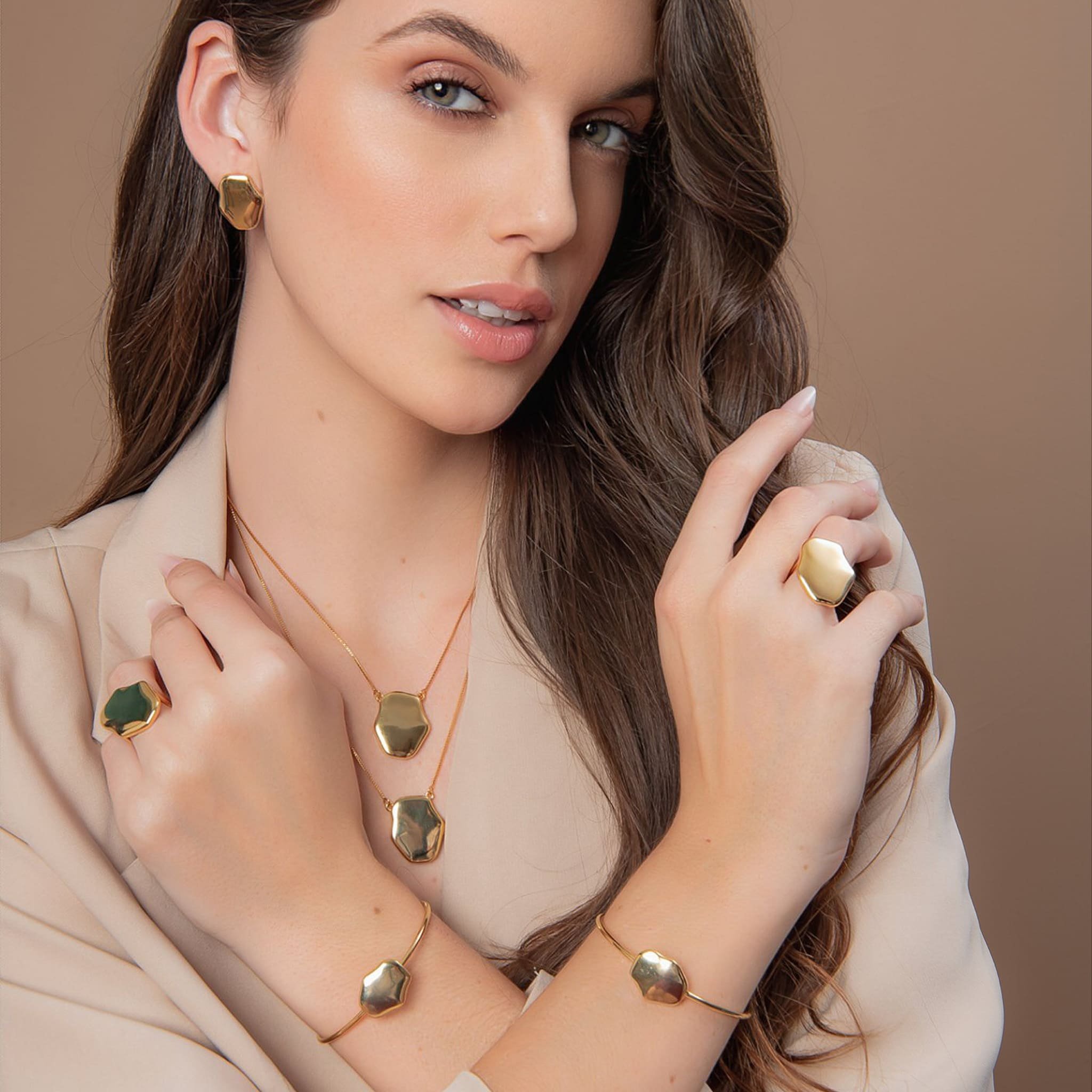 BRACELETE ORGANIC BANHADO A OURO 18K