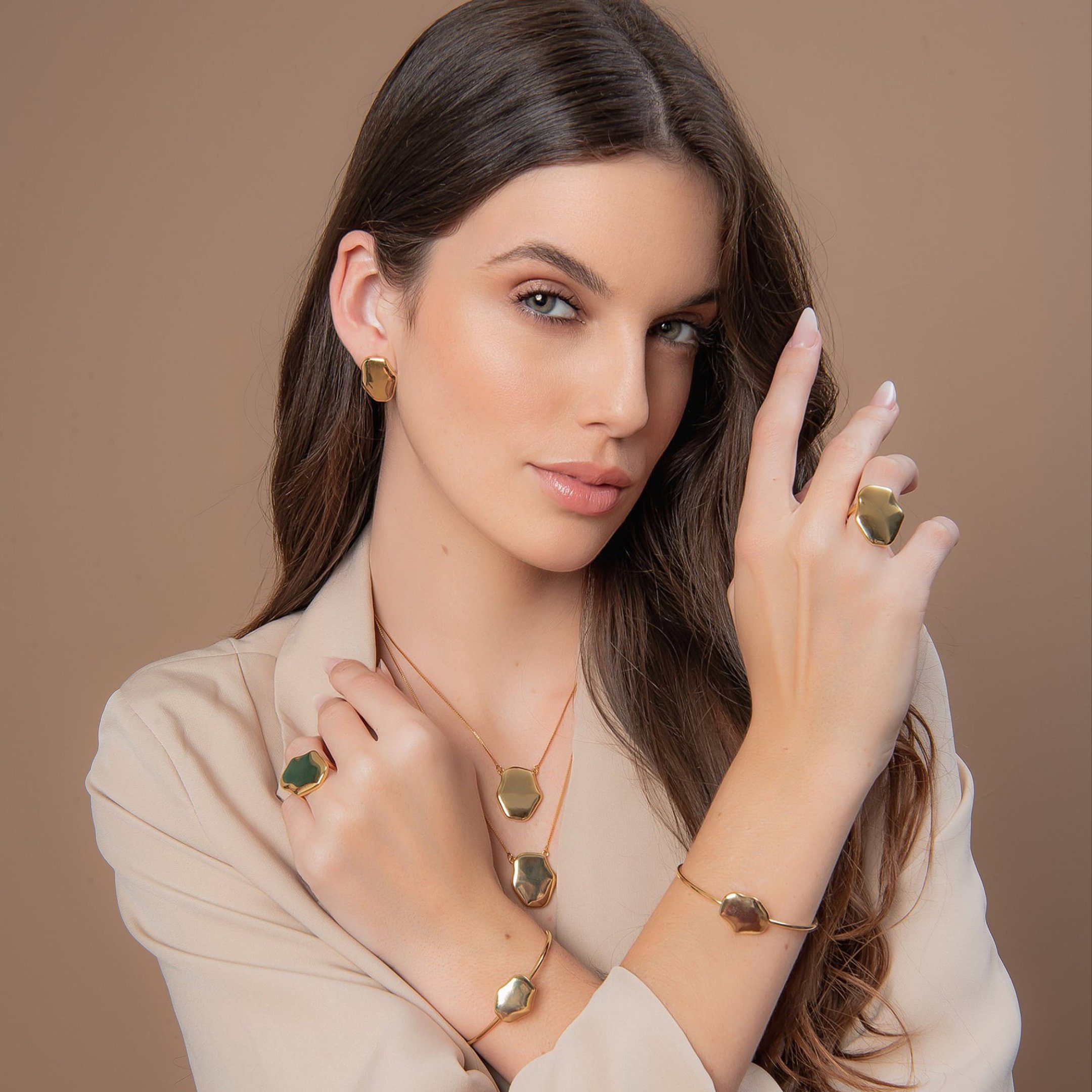 BRACELETE ORGANIC BANHADO A OURO 18K