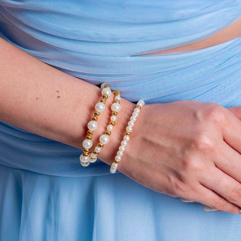 PULSEIRA AYLA PEROLA COM ABS BANHADO A OURO 18K