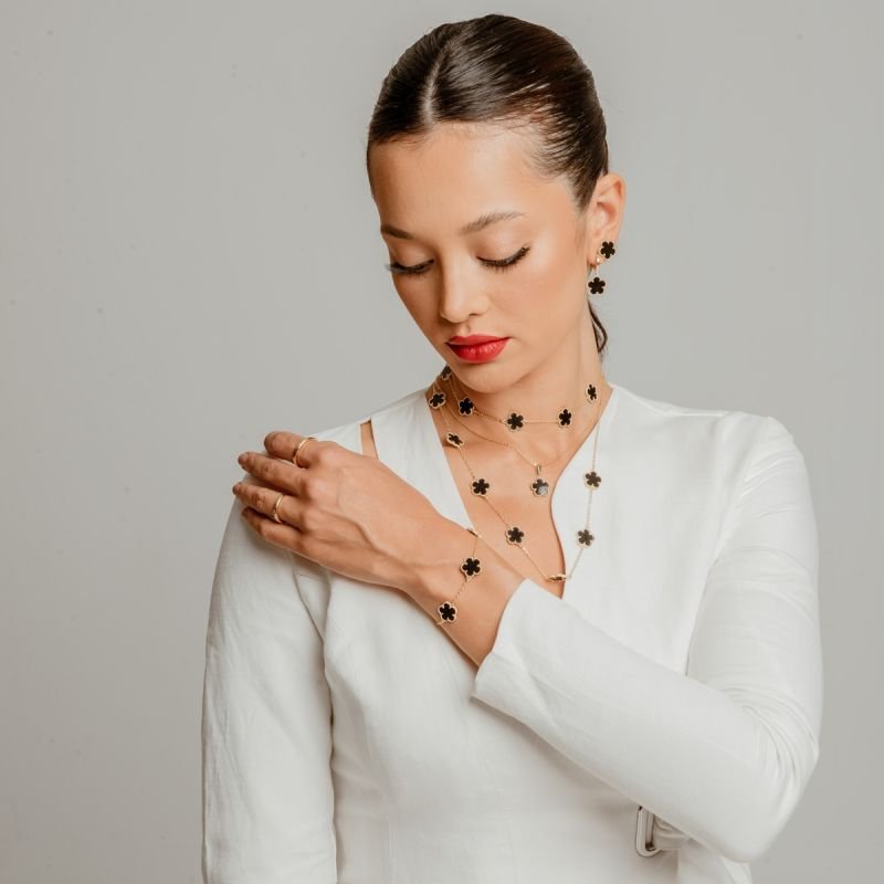 PULSEIRA BLUME BLACK 14MM BANHADO A OURO 18K