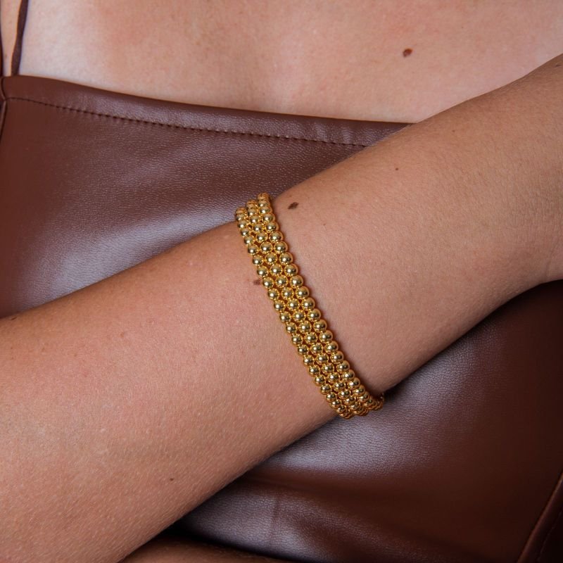 PULSEIRA BOLINHAS 4MM ABS DOURADO FOLHEADO