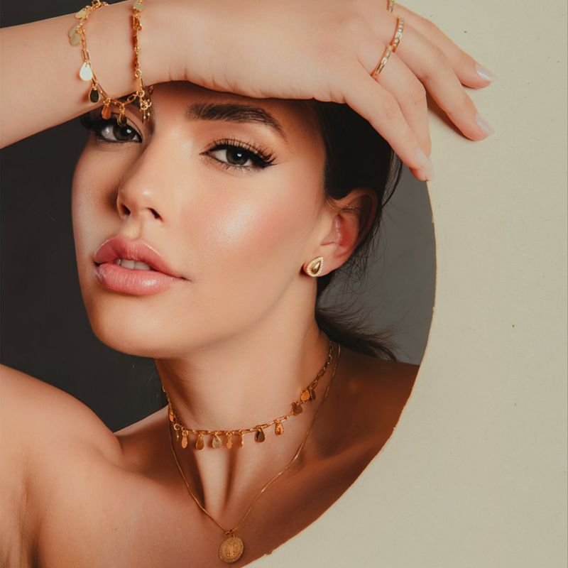 PULSEIRA CARTI GOTAS LISAS MEDIAS DOURADO FOLHEADO
