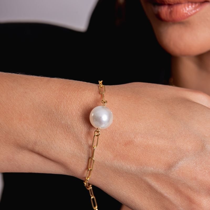 PULSEIRA ART PÉROLA 14MM BANHADO A OURO 18K
