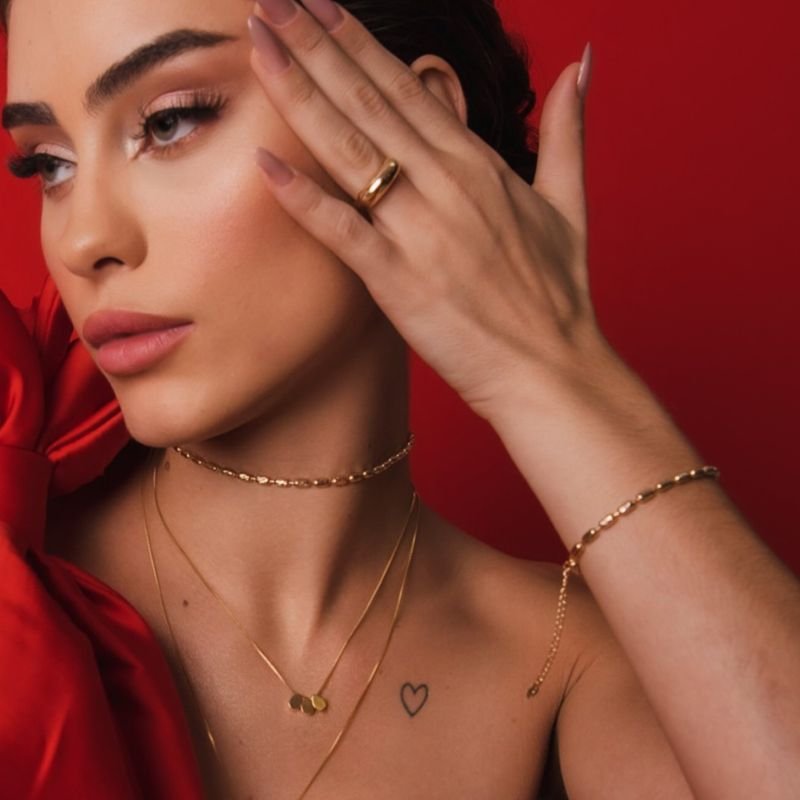 PULSEIRA CILINDRICA RISCADA DOURADO FOLHEADO