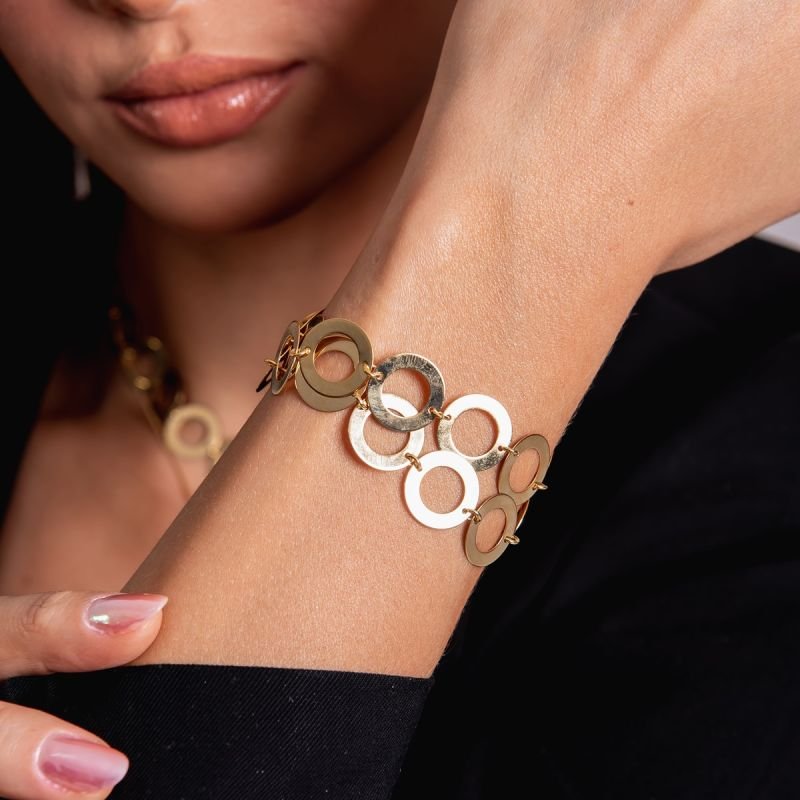 PULSEIRA CIRCULOS DOURADO FOLHEADO