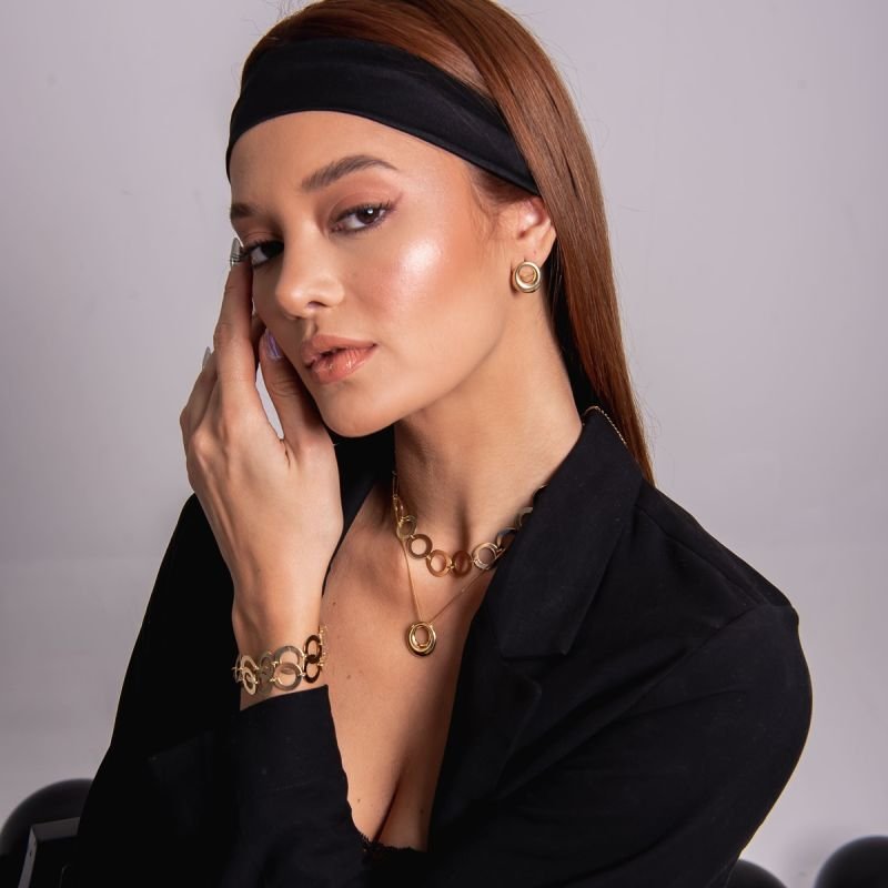 PULSEIRA CIRCULOS DOURADO FOLHEADO