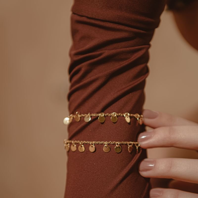 PULSEIRA COM MEDALHAS LISAS BASIC DOURADO FOLHEADO