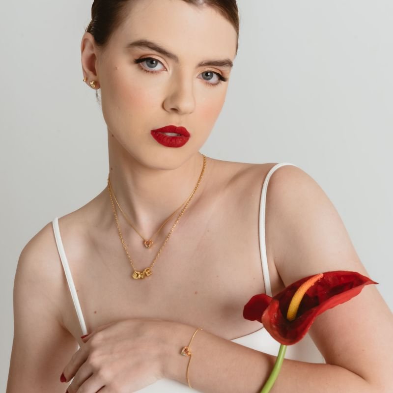 PULSEIRA CORAÇAO COLORS BANHADO A OURO 18K