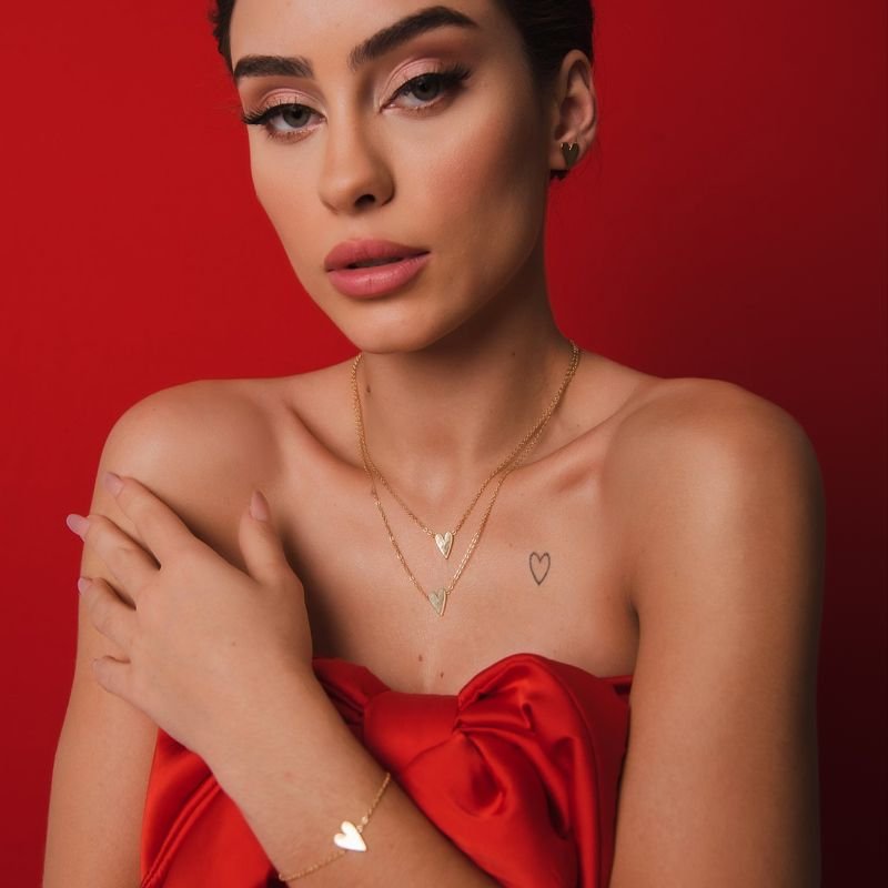 PULSEIRA CORAÇÃO LISO MINI DOURADO FOLHEADO