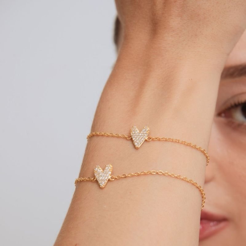 PULSEIRA CORAÇÃO MINI ZIRCÔNIA M BANHADA A OURO 18K