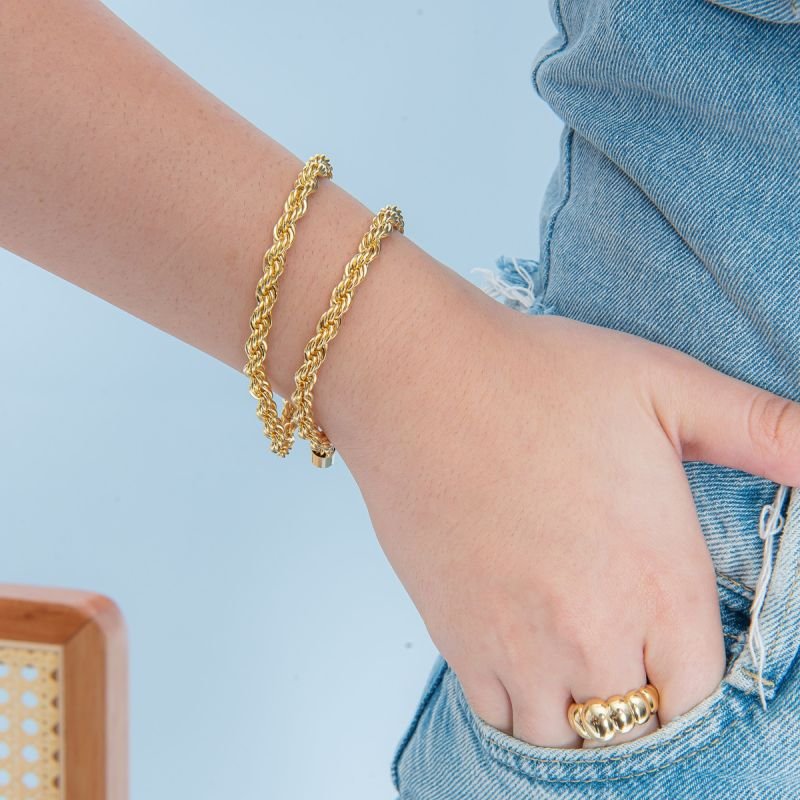 PULSEIRA CORDÃO BAIANO 6MM DOURADO FOLHEADO