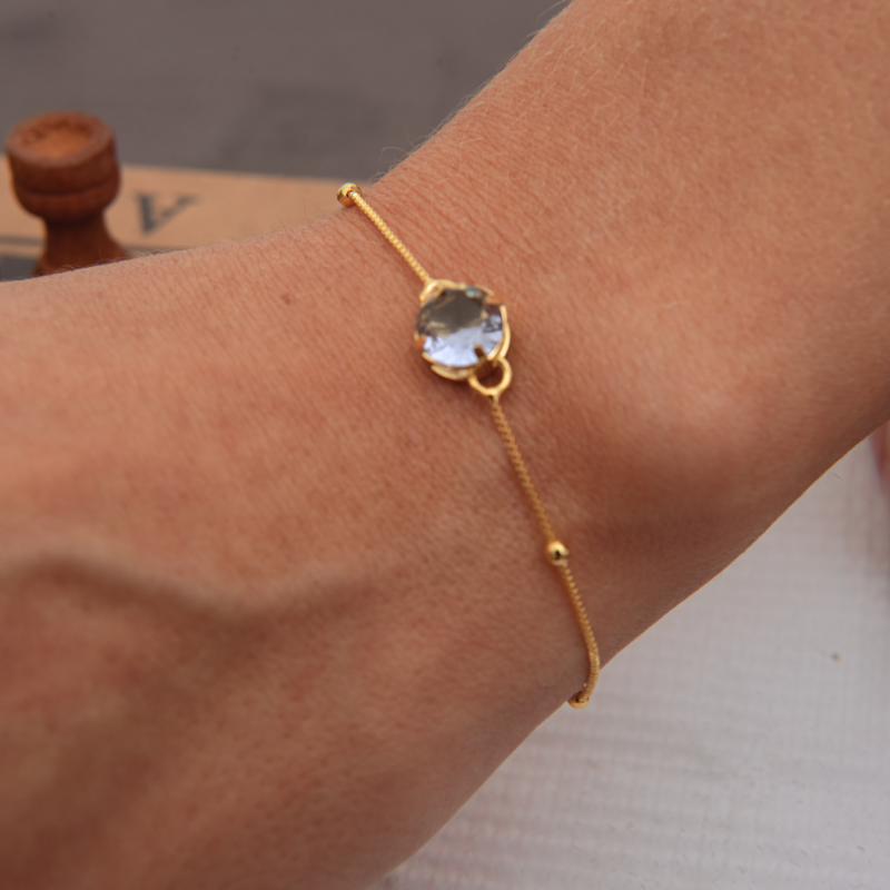 PULSEIRA DAMA LILÁS ZIRCÔNIA BANHADA A OURO 18K