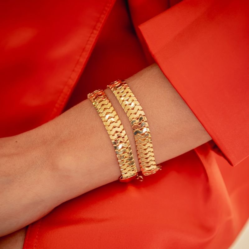 PULSEIRA DESIGN DOURADO FOLHEADO