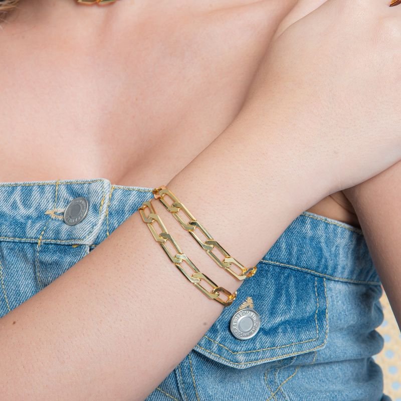 PULSEIRA ELO FLAT DOURADO FOLHEADO