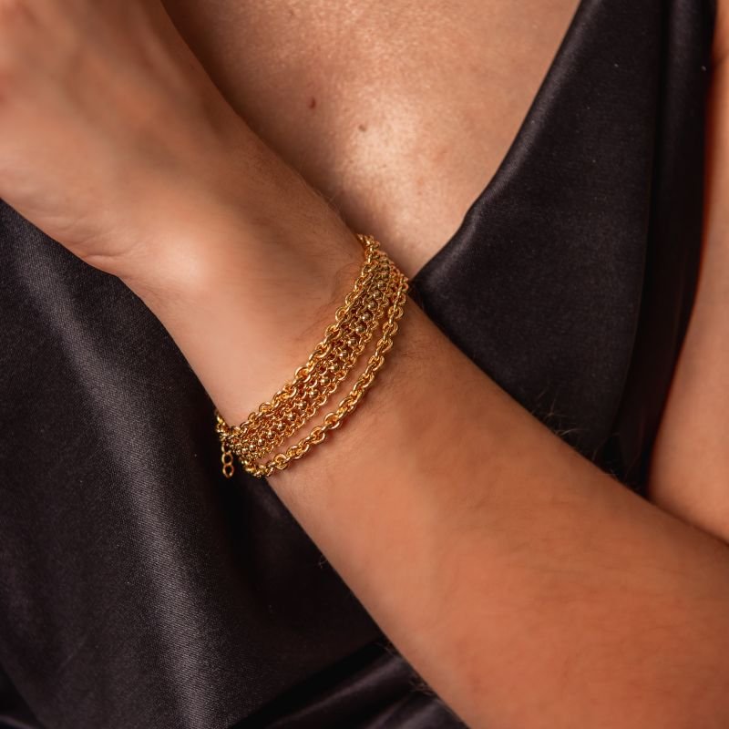 PULSEIRA ELOS ABAULADO BANHADO A OURO 18K