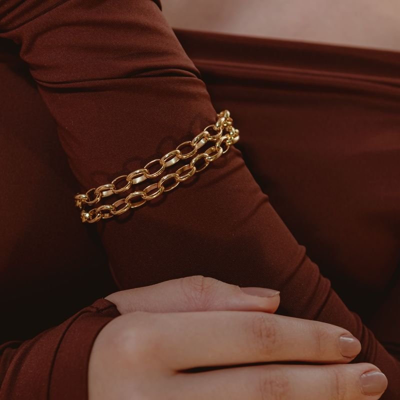 PULSEIRA ELOS AMENDOADOS BANHADO A OURO 18K