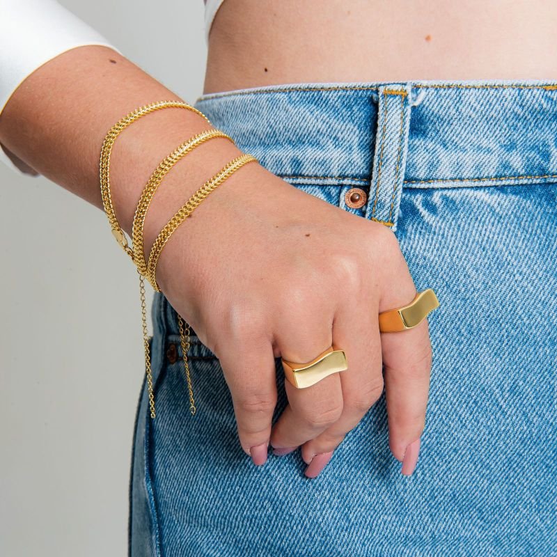 PULSEIRA ELOS DUO MINI DOURADO FOLHEADO